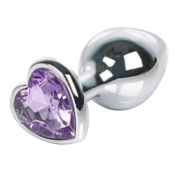 Small Light Purple Heart Steel Butt Plug