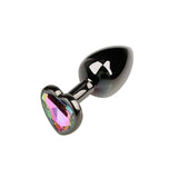 Black Heart-Shaped Jeweled Metal Butt Plug Set