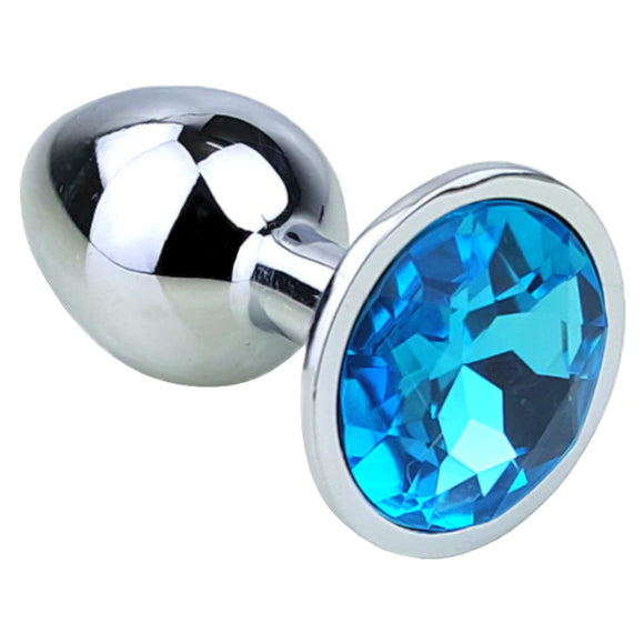 Small Light Blue Rounded Steel Butt Plug