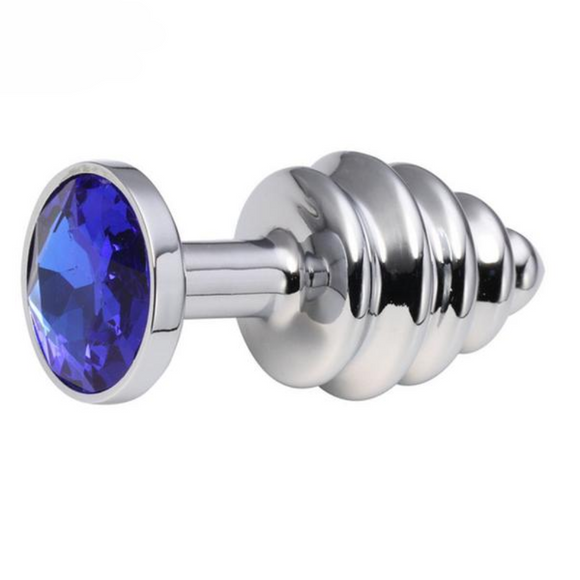 Blue Jeweled Princess Steel Butt Plug